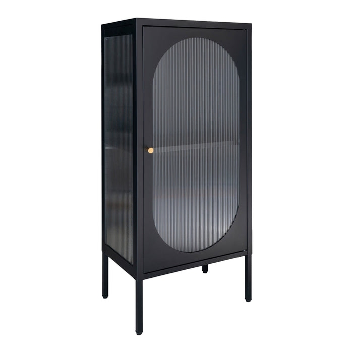 Adelaide Display Cabinet - Display cabinet in black with rippled glass door 35x50x110 cm