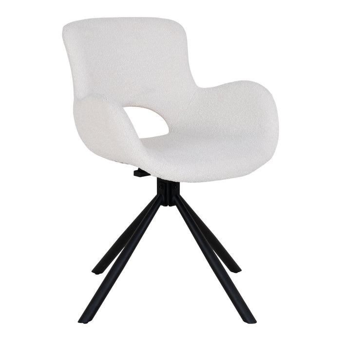 Amorim Dining Chair - Dining Chair, in bouclé off-white with swivel - set of 2