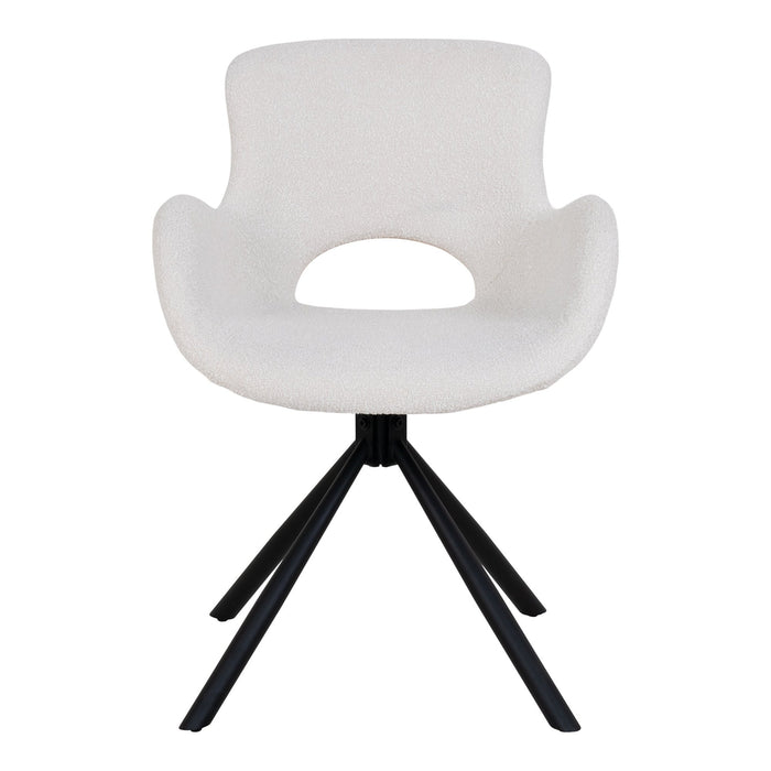 Amorim Dining Chair - Dining Chair, in bouclé off-white with swivel - set of 2