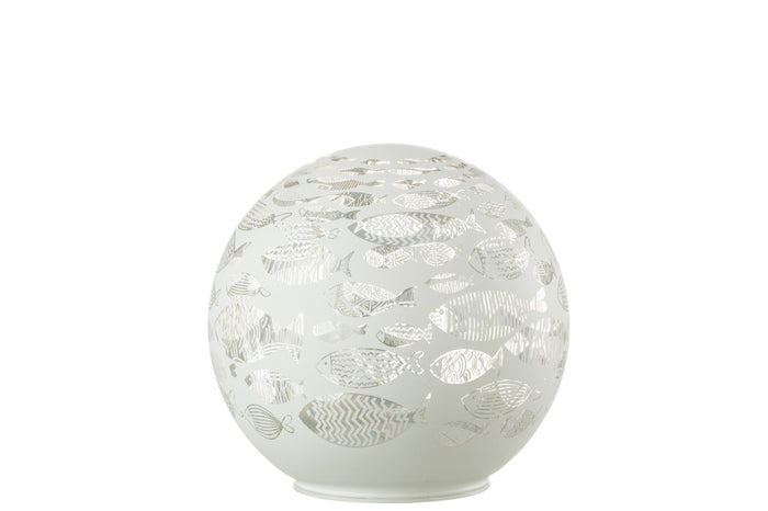 Ball Deco Fishes Led Glass White Large