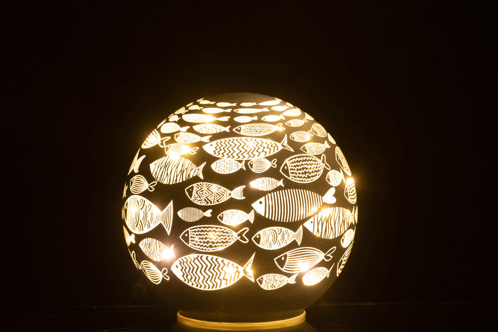 Ball Deco Fishes Led Glass White Large