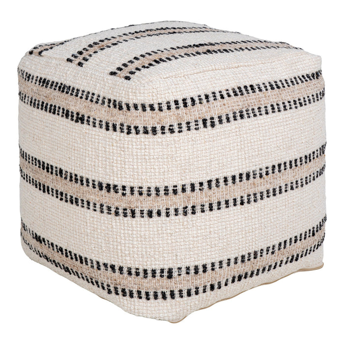 Bally Pouf - Pouf, hand woven,  ivory/charcoal, 40x40x40 cm