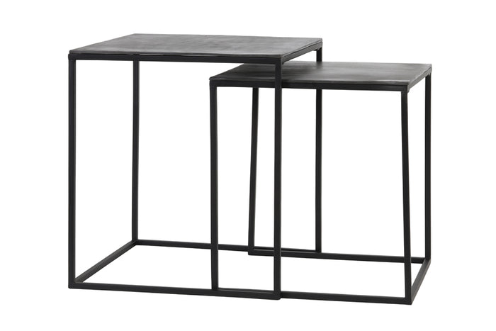 Side table S/2 40x40x45+44,5x44,5x50,5 cm BANOS raw lead ant