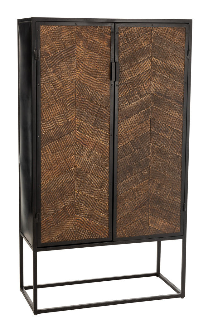 Bar Cabinet Ano Iron/Mango Wood Black/Brown