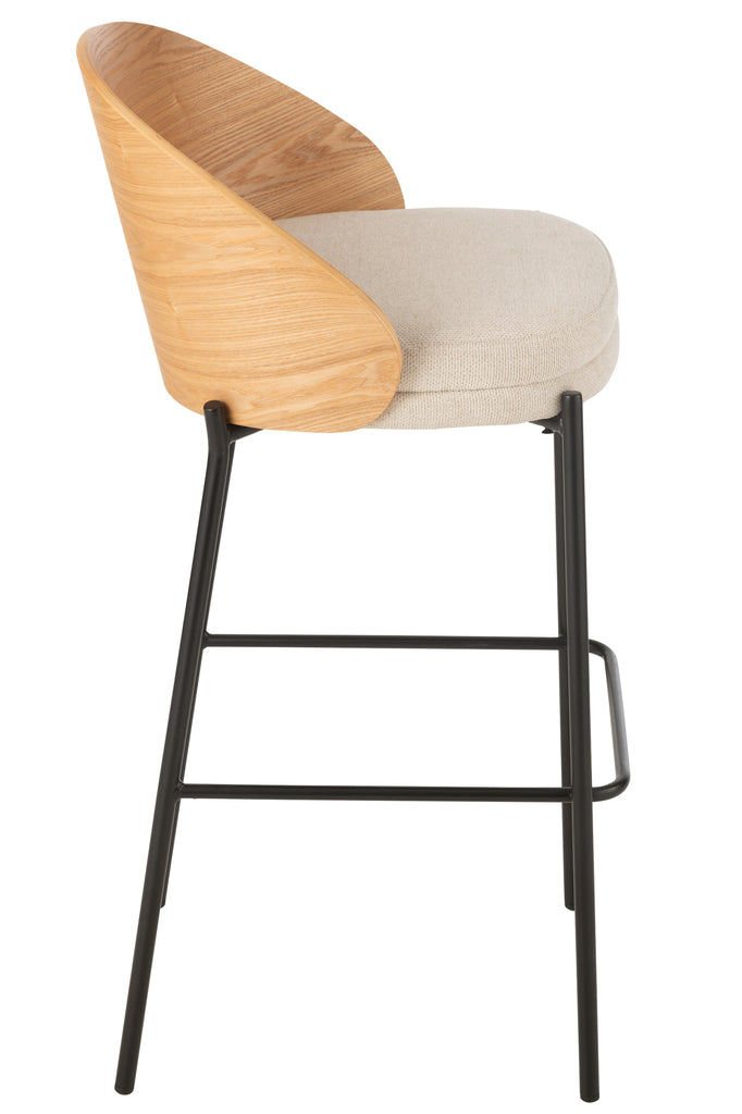 Bar Chair Lone Ply Wood/Metal Natural/Beige