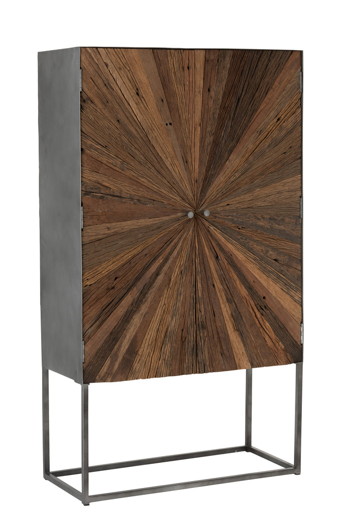 Bar Cabinet Shanil 2 Doors Wood/Iron Natural/Grey