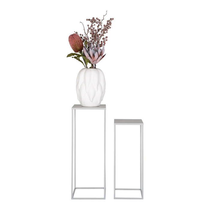 Beja Flower Stand - Flower Stand, steel, cool grey, set of 2