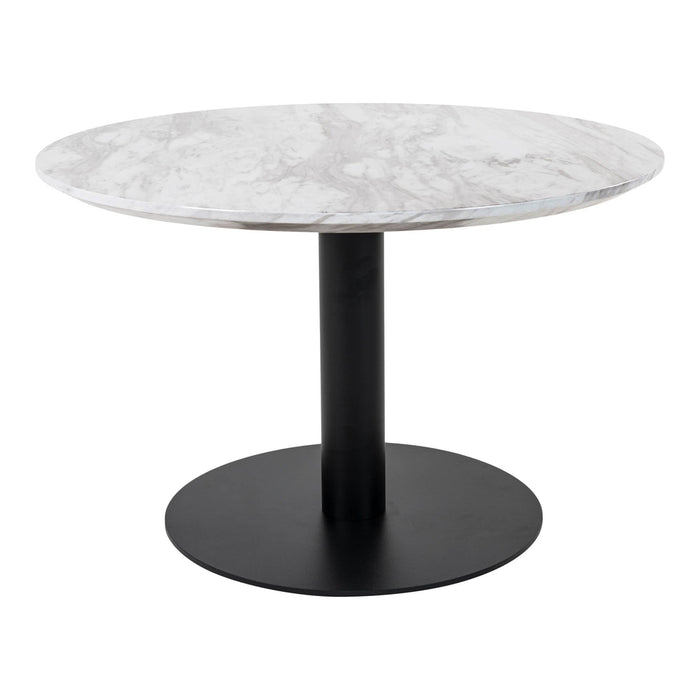 Bolzano Coffee Table - Coffee table with top in marble look and black base Ã¸70x45cm