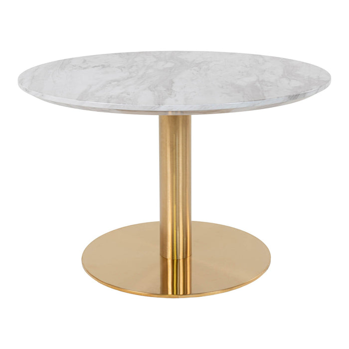 Bolzano Coffee Table - Coffee table with top in marble look and brass base Ã¸70x45cm