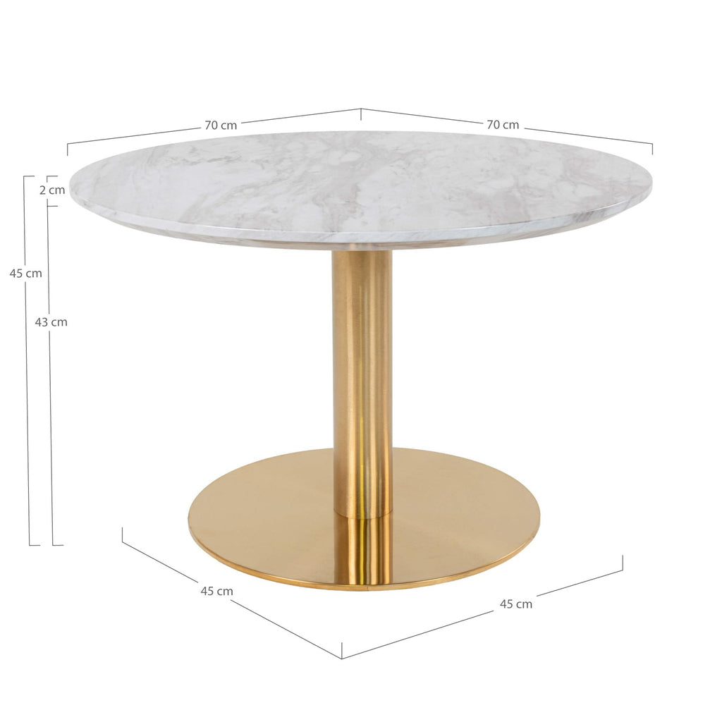 Bolzano Coffee Table - Coffee table with top in marble look and brass base Ã¸70x45cm