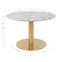 Bolzano Coffee Table - Coffee table with top in marble look and brass base Ã¸70x45cm