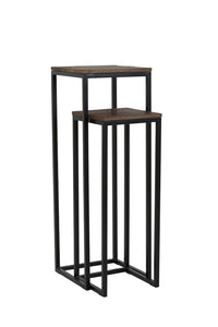 Pillar S/2 30x30x83+36x36x103 cm BRYSON wood brown-black