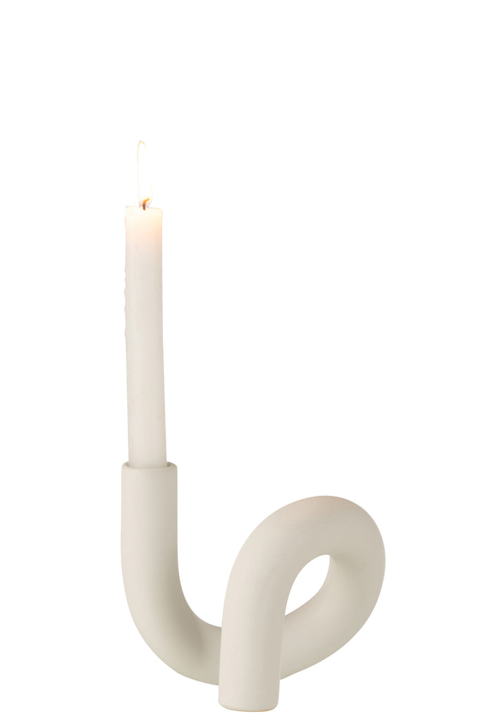 Candle Holder Torsion 1 Candle Ceramic White