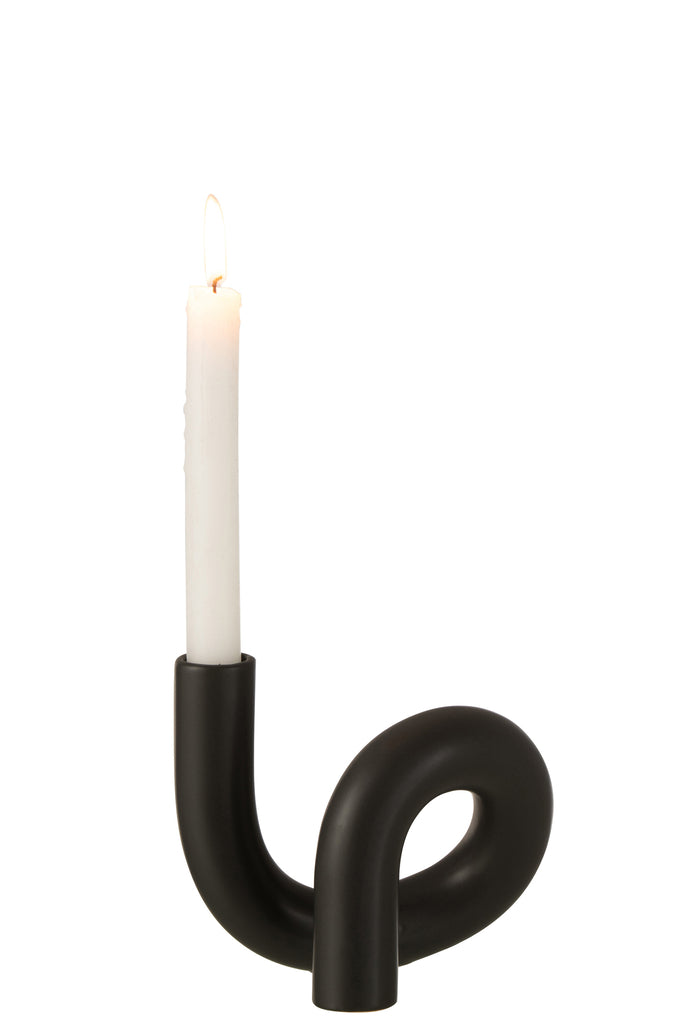 Candle Holder Torsion 1 Candle Ceramic Black