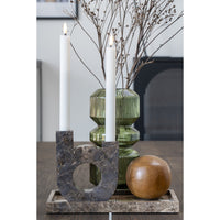 Candle Holder - Candle holder in brown marble with double holder 12x3,5x14 cm