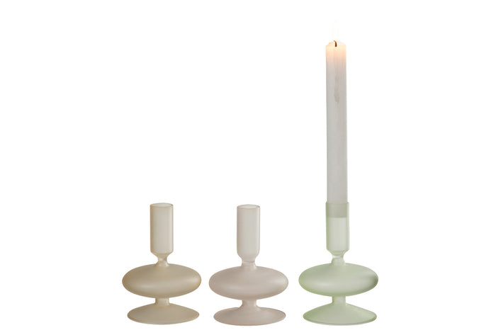 Candle Holder Matte Glass Mix Assortment Of 3