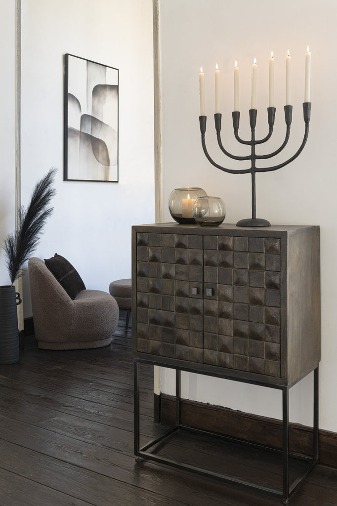 Candleholder Menorah Aluminium Black