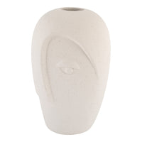 Ceramic Vase - Vase in sand ceramic with face  12,5x13x19,5 cm