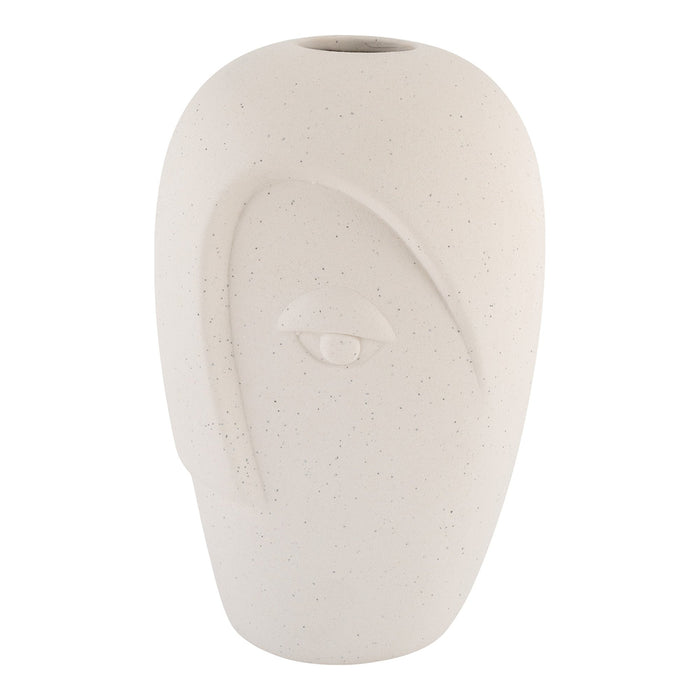 Ceramic Vase - Vase in sand ceramic with face  12,5x13x19,5 cm