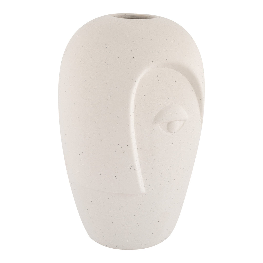 Ceramic Vase - Vase in sand ceramic with face  12,5x13x19,5 cm