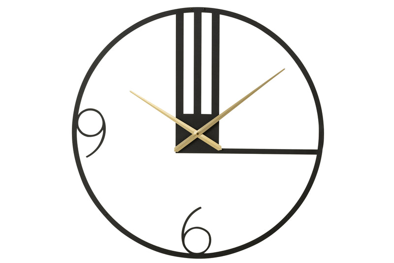 Clock Lines Metal Black Large