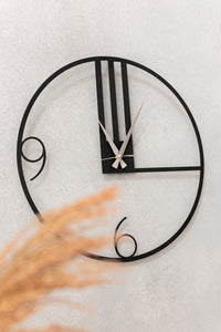 Clock Lines Metal Black Large