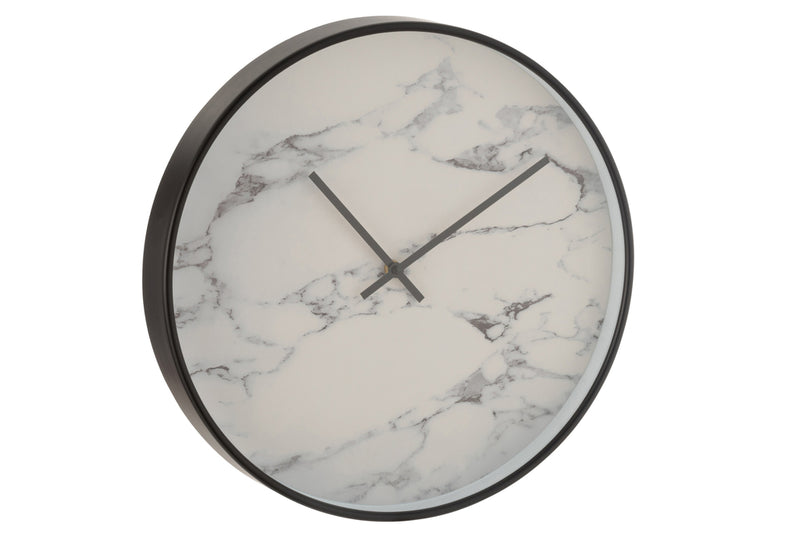 Clock Marble Plastic Black