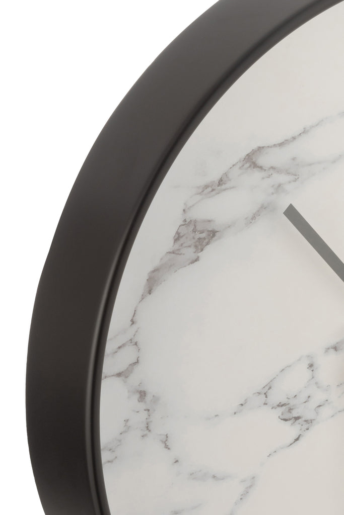 Clock Marble Plastic Black