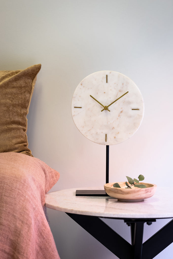 Clock on base 25,5x10x42,5 cm MORENO marble white