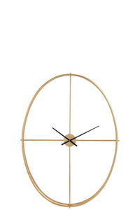 Clock Oval Metal Gold Large