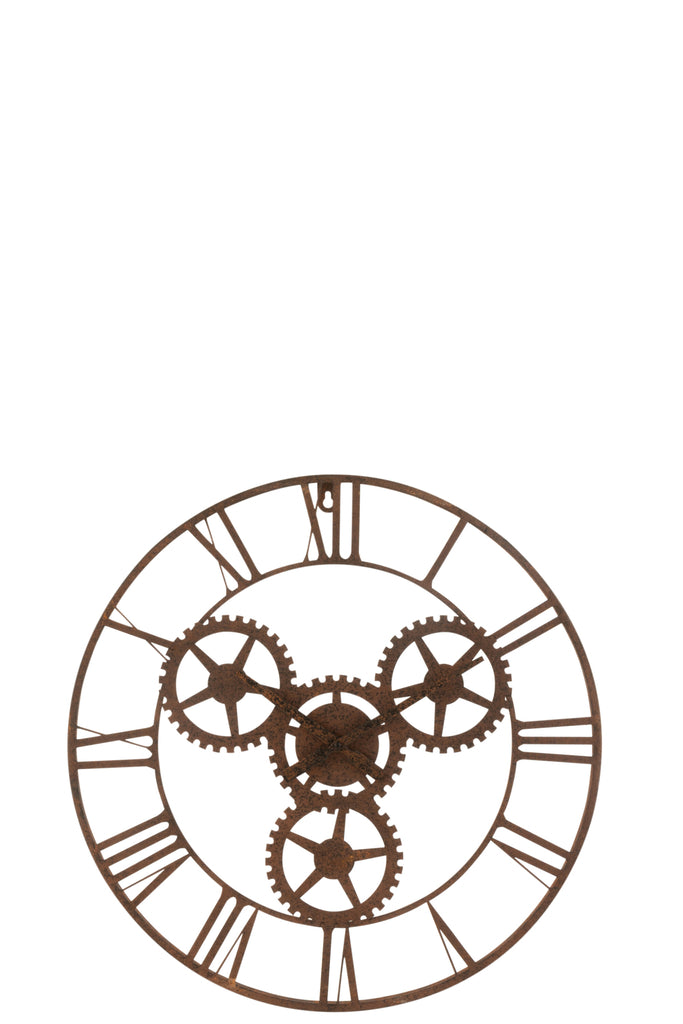 Clock Roman Numerals Wheels Metal Rust