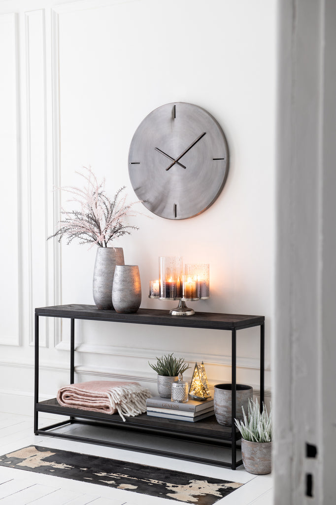 Clock Round Metal Dark Grey Small