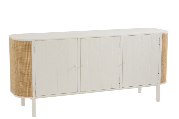 Closet 3 Doors Molly Exotic Wood/Rattan White