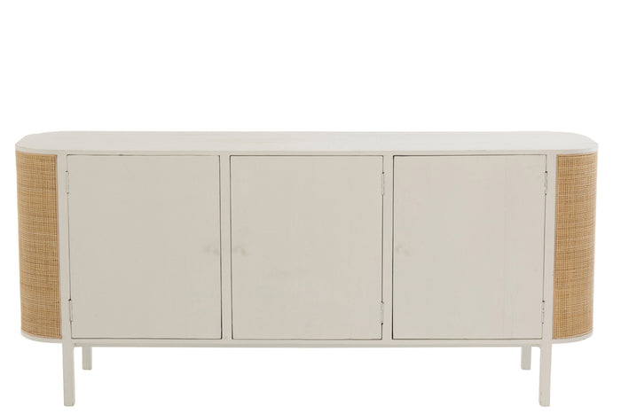 Closet 3 Doors Molly Exotic Wood/Rattan White