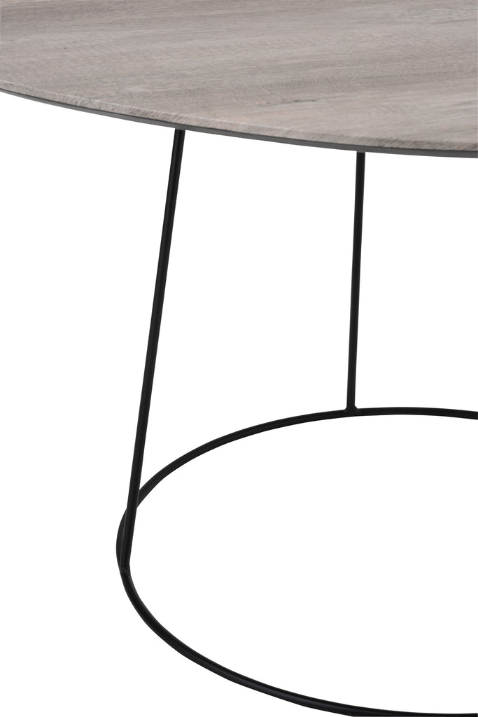 Coffee Table Oval Distorted Mdf/Iron Natural/Black Small