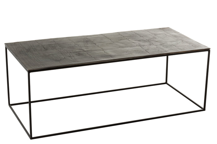 Coffee Table Rectangular Oxidize Aluminium/Iron Antique Black