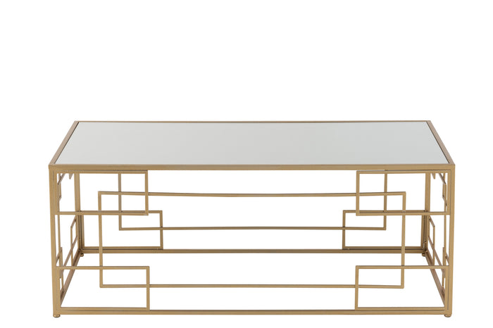 Coffee Table Lines Metal/Glass Gold