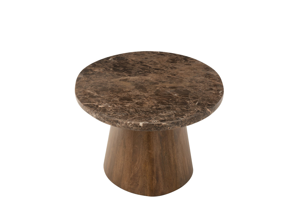 Coffee Table Oval Marble/Mango Wood Brown