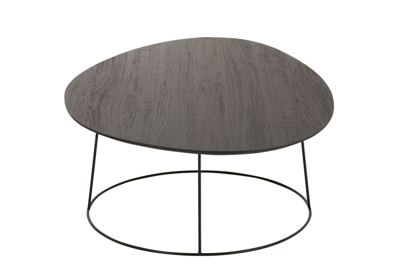 Coffee Table Oval Wood/Metal D Br