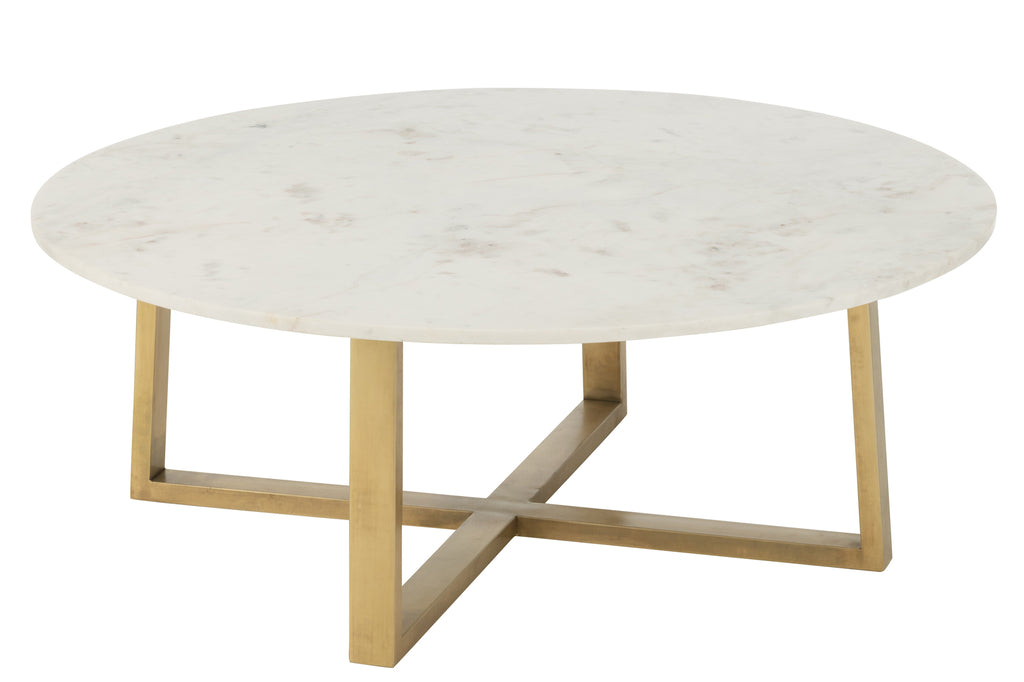 Coffee Table Round Marble Metal Gold