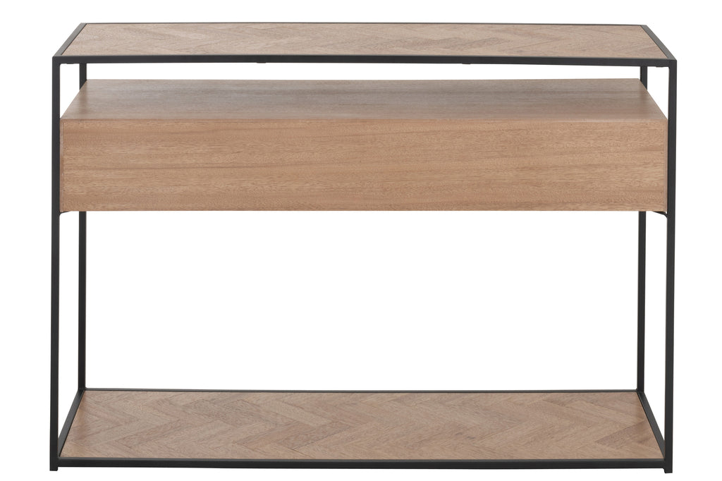 Console Zigzag 2 Drawers Wood/Metal Natural/Black