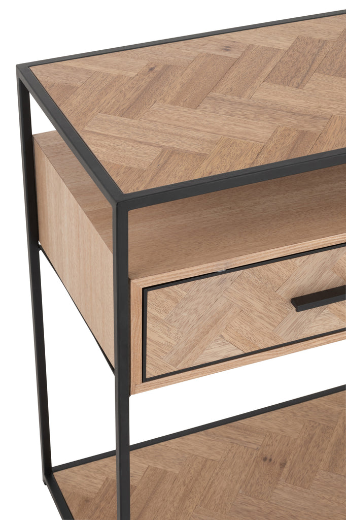 Console Zigzag 2 Drawers Wood/Metal Natural/Black