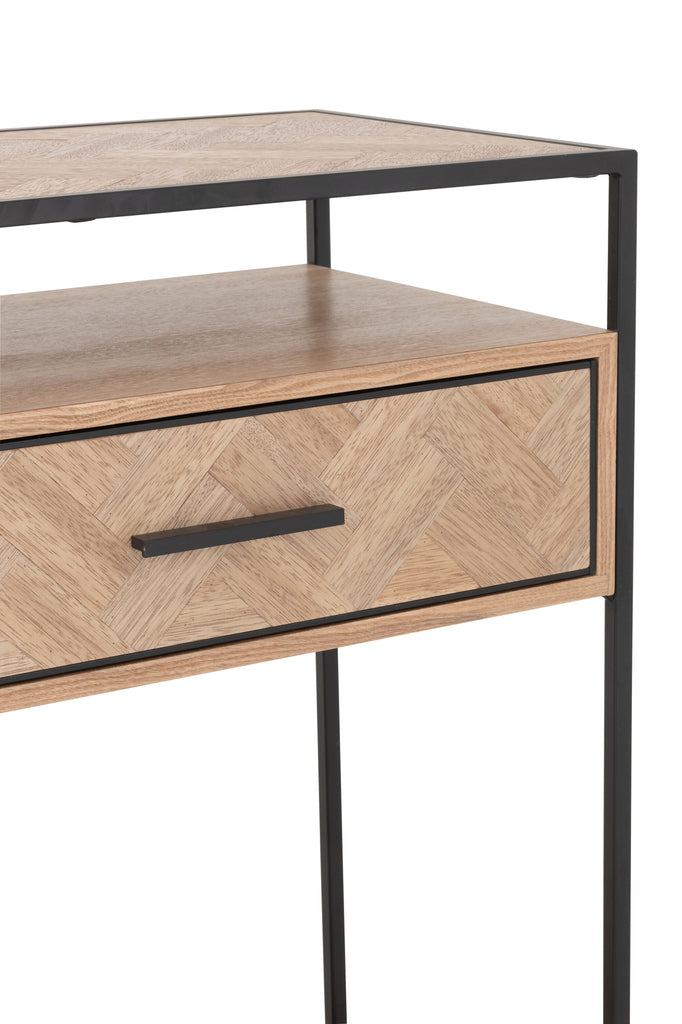 Console Zigzag 2 Drawers Wood/Metal Natural/Black