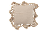 Cushion Fringes Cotton Beige