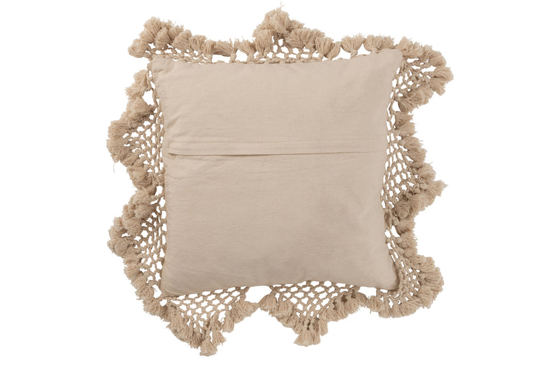 Cushion Fringes Cotton Beige