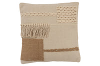 Cushion Fringes Square Cotton Beige