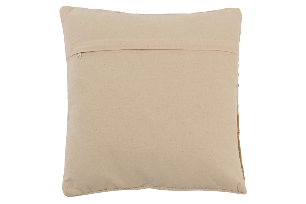 Cushion Fringes Square Cotton Beige