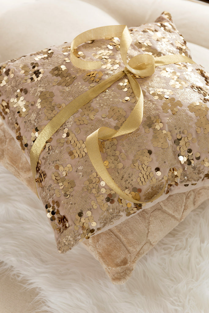 Cushion Sequin Velvet Champagne/Beige