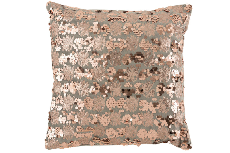 Cushion Sequin Velvet Grey/Pink