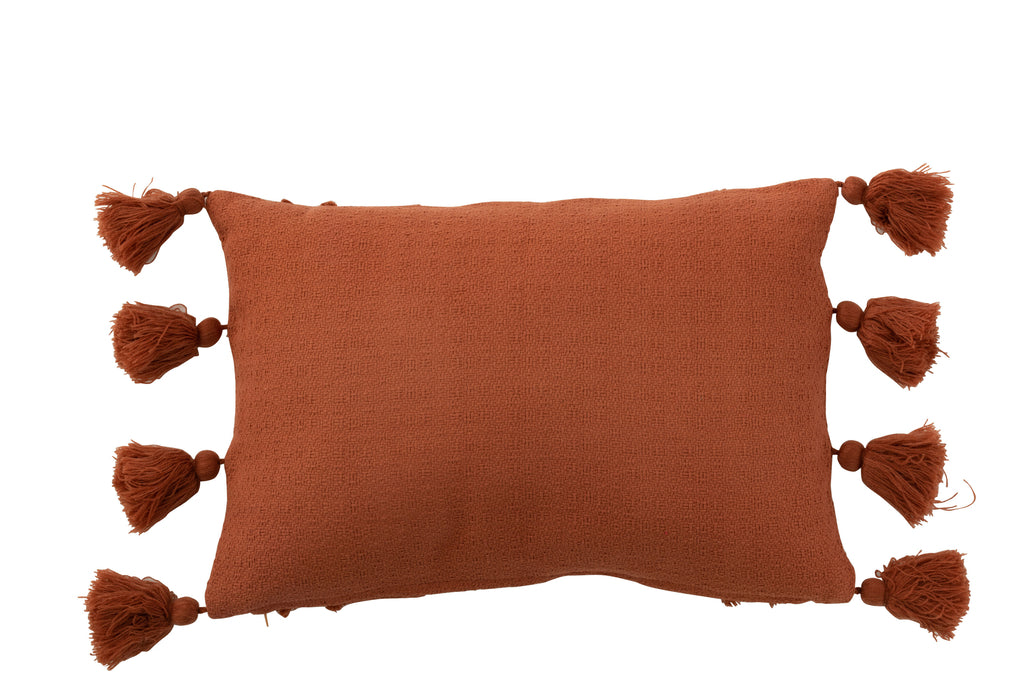 Cushion Stripe+Tassel Textile Terracotta